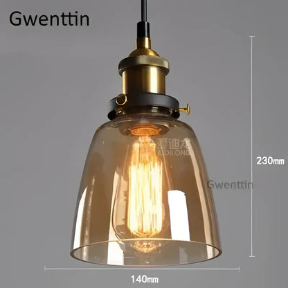 Vintage smoked glass and brass industrial pendant light set kitchen