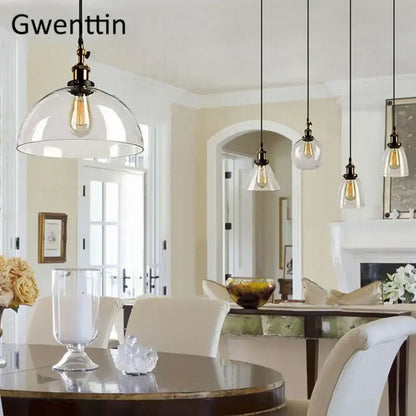 Vintage smoked glass and brass industrial pendant light set kitchen