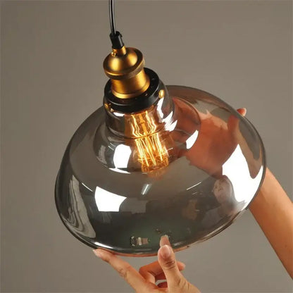 Vintage smoked glass ball pendant lights set of 4 kitchen brass accent
