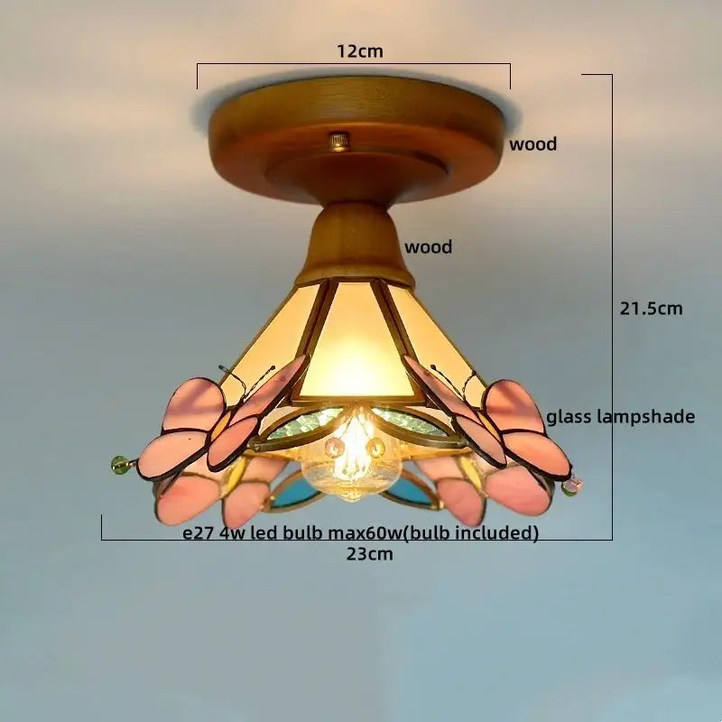 Vintage stained glass copper led ceiling lamp for dining room
