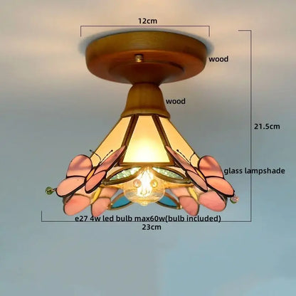 Vintage stained glass copper led ceiling lamp for dining room