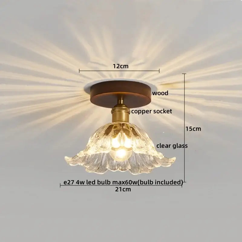 Vintage stained glass copper led ceiling lamp for dining room
