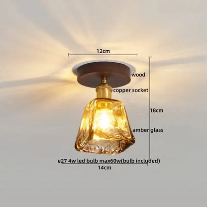 Vintage stained glass copper led ceiling lamp for dining room