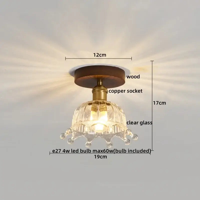 Vintage stained glass copper led ceiling lamp for dining room