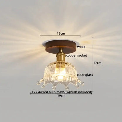 Vintage stained glass copper led ceiling lamp for dining room