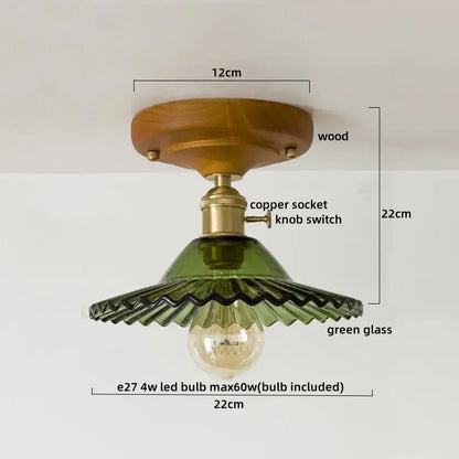Vintage stained glass copper led ceiling lamp for dining room