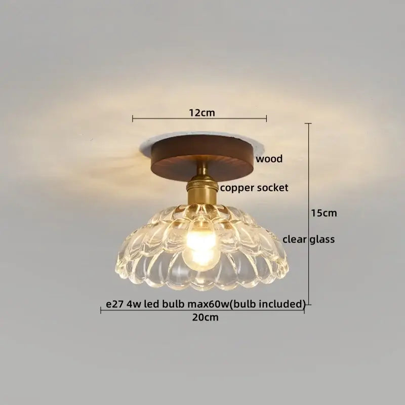 Vintage stained glass copper led ceiling lamp for dining room