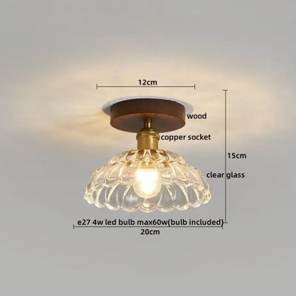 Vintage stained glass copper led ceiling lamp for dining room