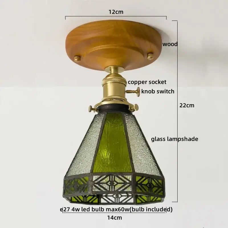 Vintage stained glass copper led ceiling lamp for dining room