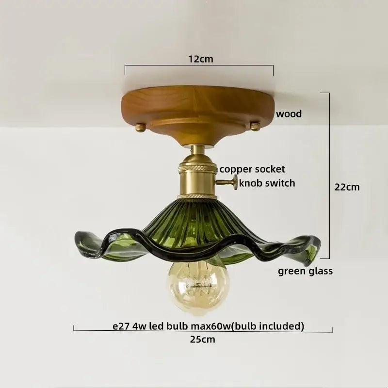 Vintage stained glass copper led ceiling lamp for dining room