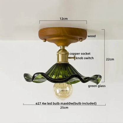 Vintage stained glass copper led ceiling lamp for dining room