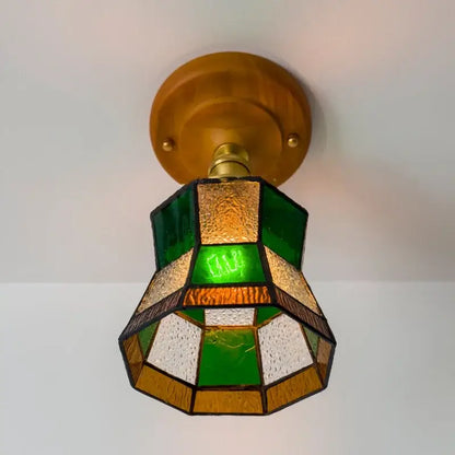 Vintage stained glass copper led ceiling lamp for dining room