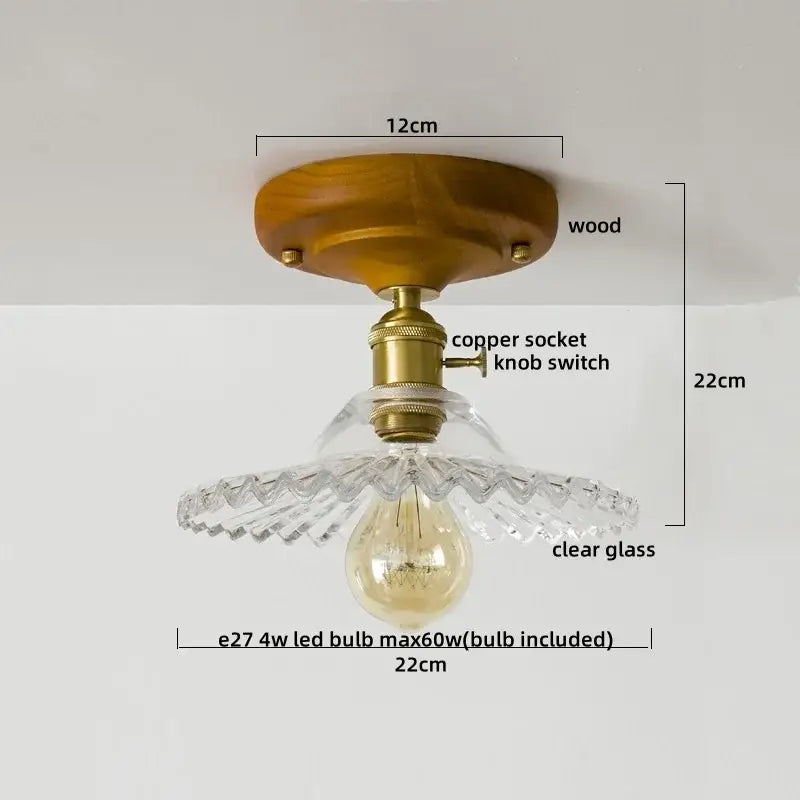 Vintage stained glass copper led ceiling lamp for dining room