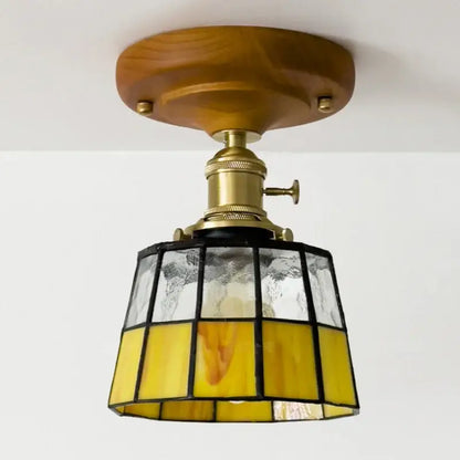 Vintage stained glass copper led ceiling lamp for dining room