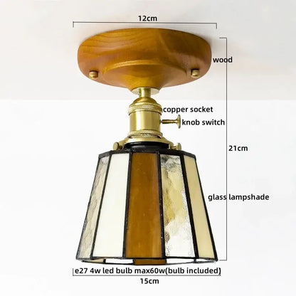 Vintage stained glass copper led ceiling lamp for dining room