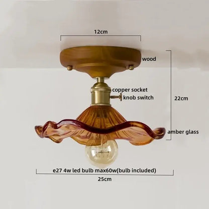 Vintage stained glass copper led ceiling lamp for dining room