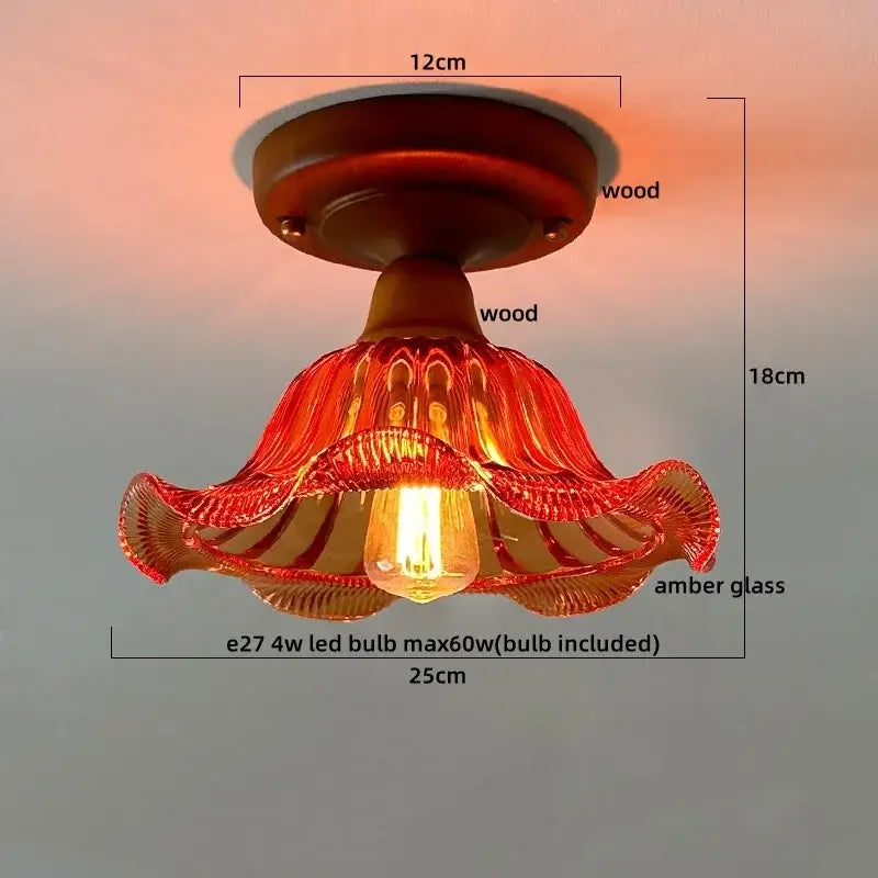 Vintage stained glass copper led ceiling lamp for dining room