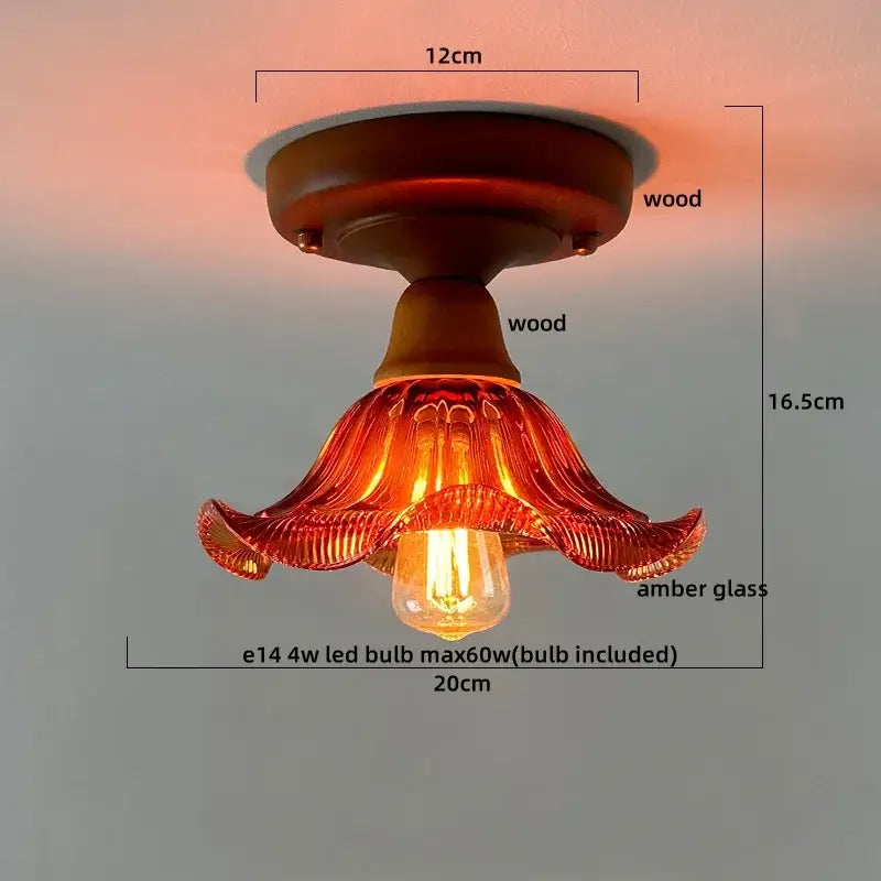 Vintage stained glass copper led ceiling lamp for dining room