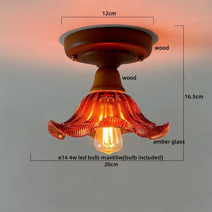 Vintage stained glass copper led ceiling lamp for dining room