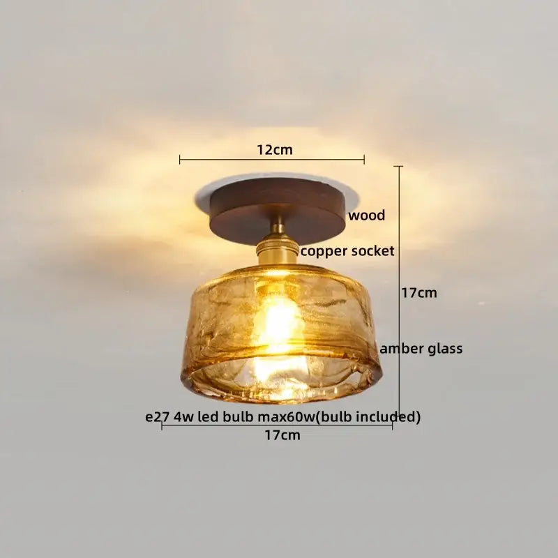 Vintage stained glass copper led ceiling lamp for dining room