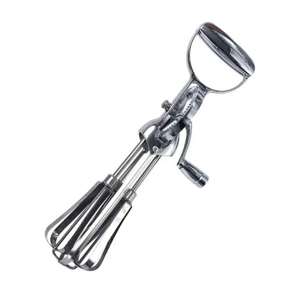 Vintage stainless steel dual hand crank egg beater kitchen whisk