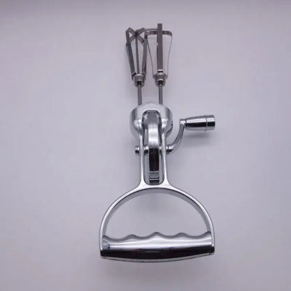 Vintage stainless steel dual hand crank egg beater kitchen whisk