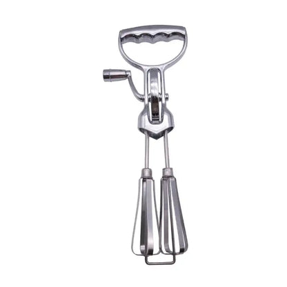 Vintage stainless steel dual hand crank egg beater kitchen whisk