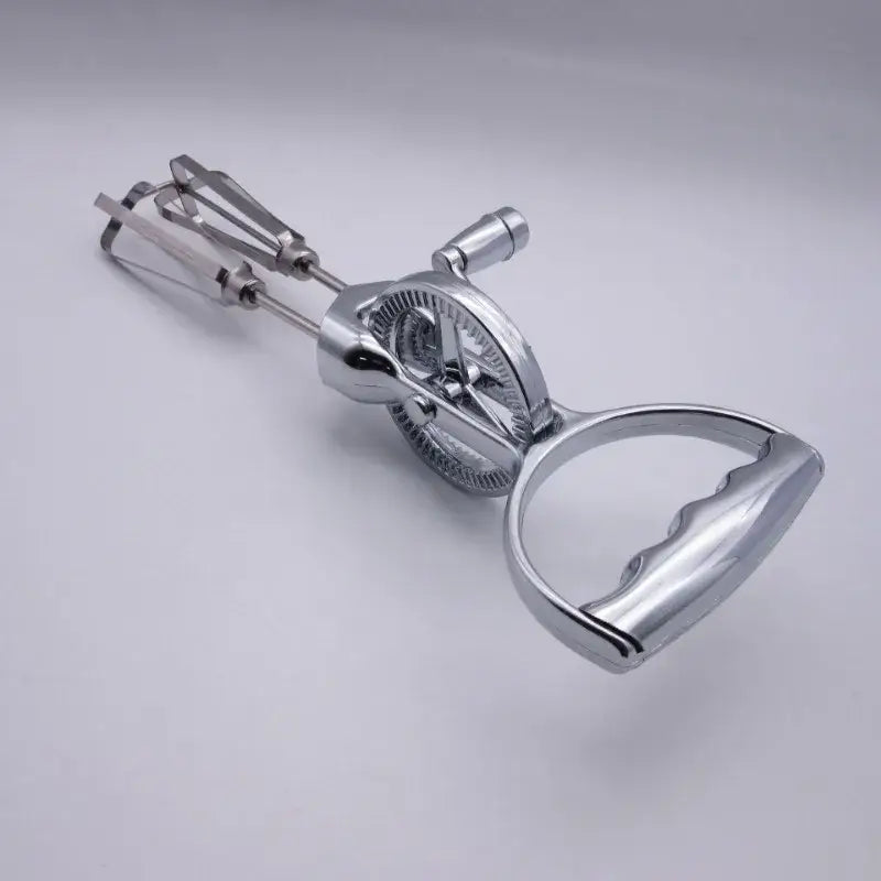 Vintage stainless steel dual hand crank egg beater kitchen whisk