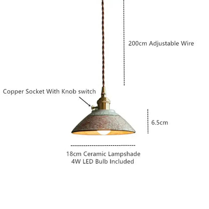 Vintage striped ceramic coloured glaze pendant light for dining room
