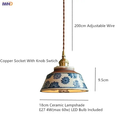 Vintage striped ceramic coloured glaze pendant light for dining room