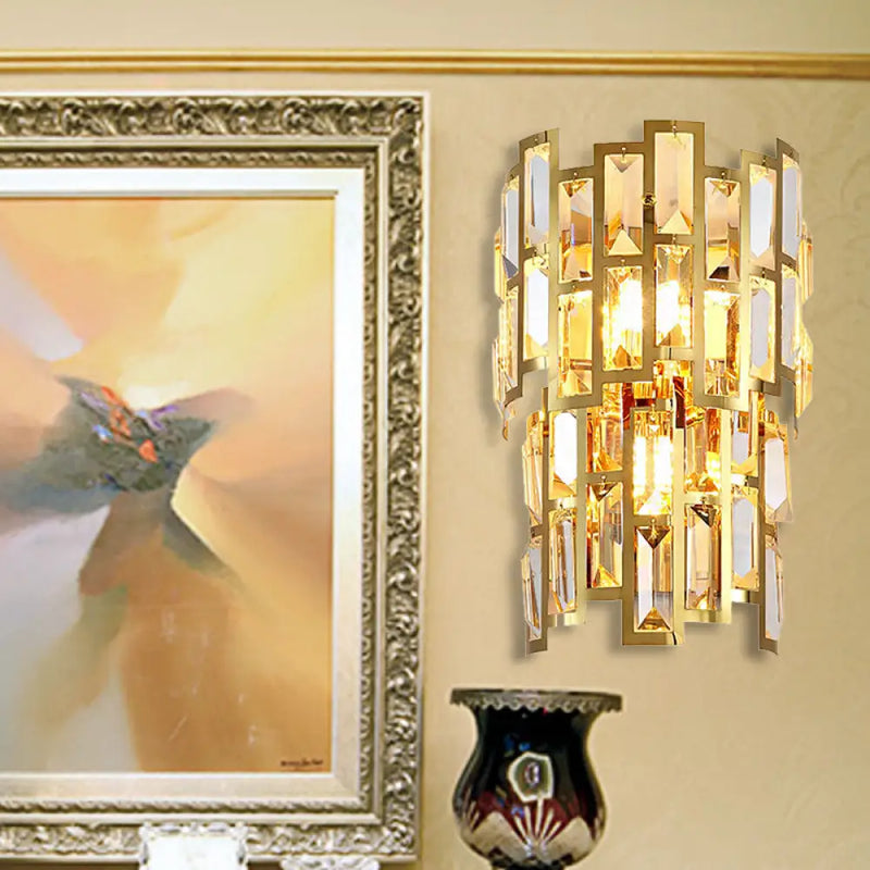 DecorBites™ Vintage-Style Crystal Tiered Wall Sconce: Gold Finish, 3/5 Lights, Living Room Wall Lamp