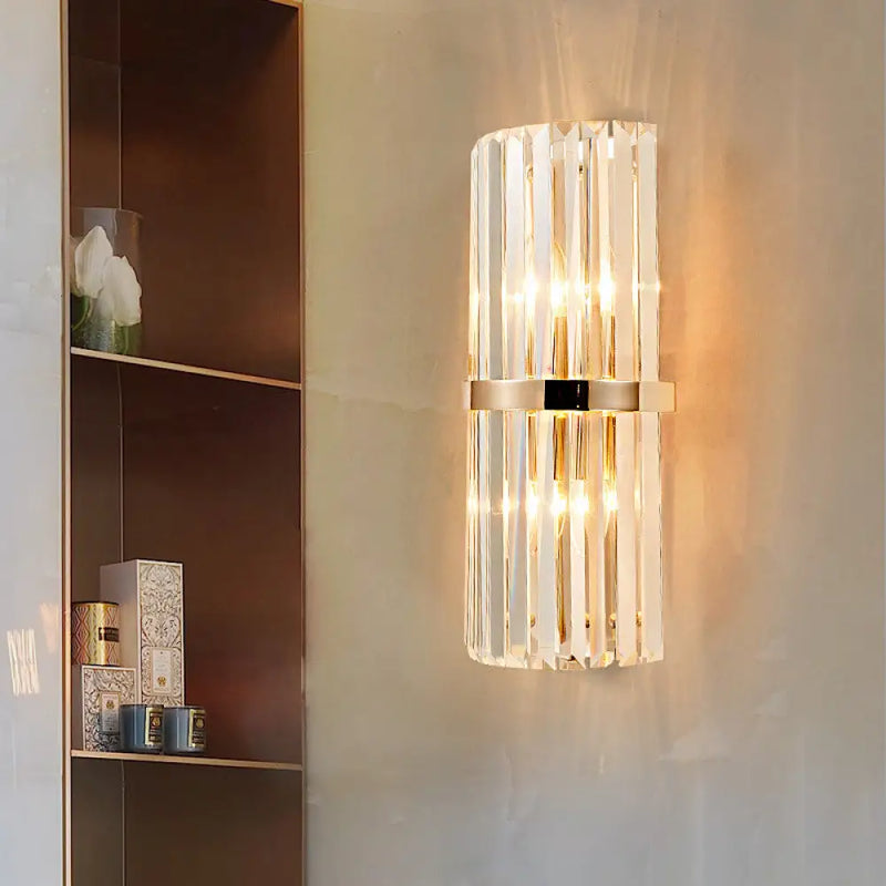 DecorBites™ Vintage Style Crystal Wall Lamp with 2 Lights and Brass/Gold Sconce for Living Room