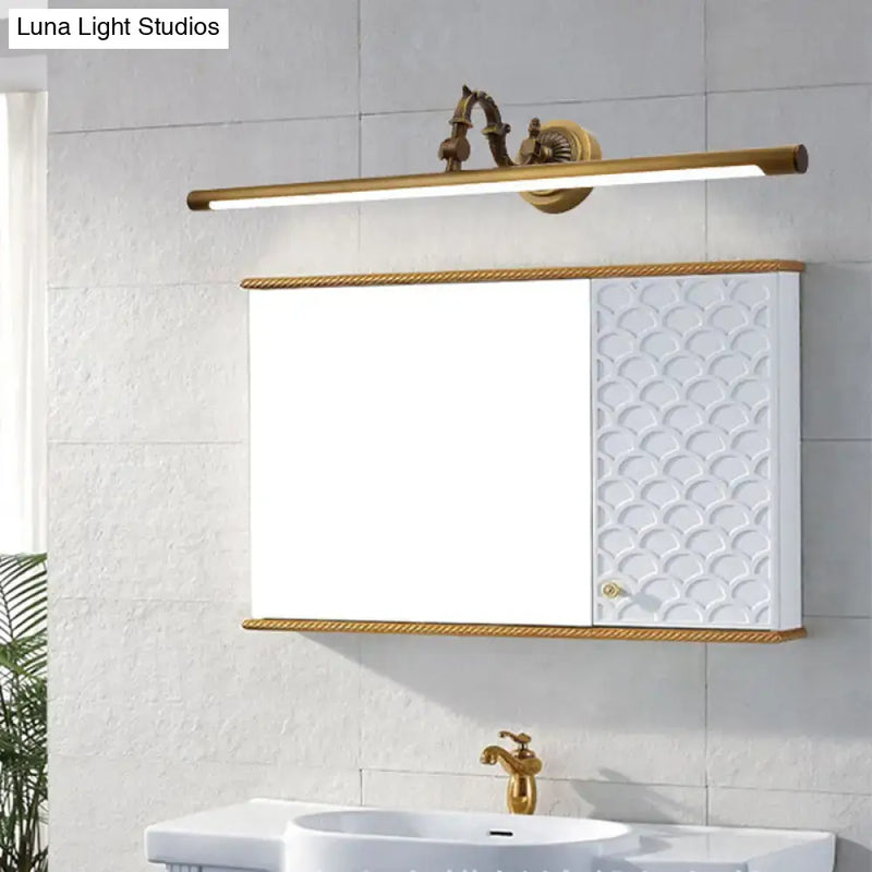Vintage style gold metallic tubular wall light bathroom vanity led