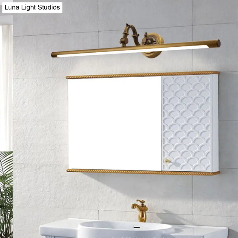 DecorBites™ Vintage Style Metallic Tubular Wall Sconce - LED Vanity Wall Light in Brass for Bathroom
