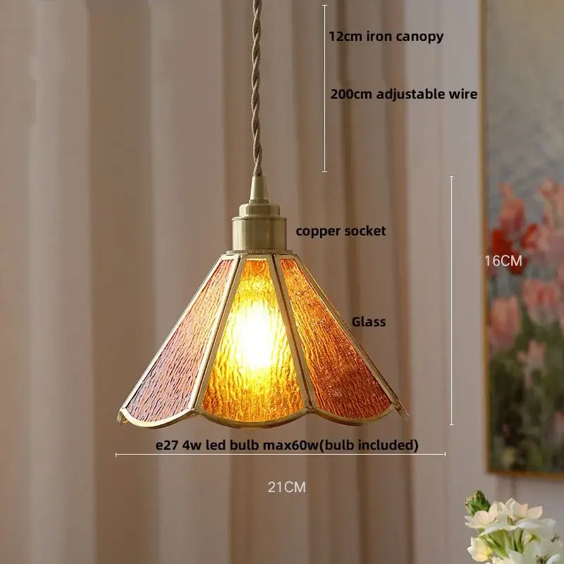 Vintage teal blue glass led pendant light kitchen brass hanging lamp