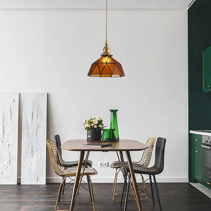 Vintage teal blue glass led pendant light kitchen brass hanging lamp
