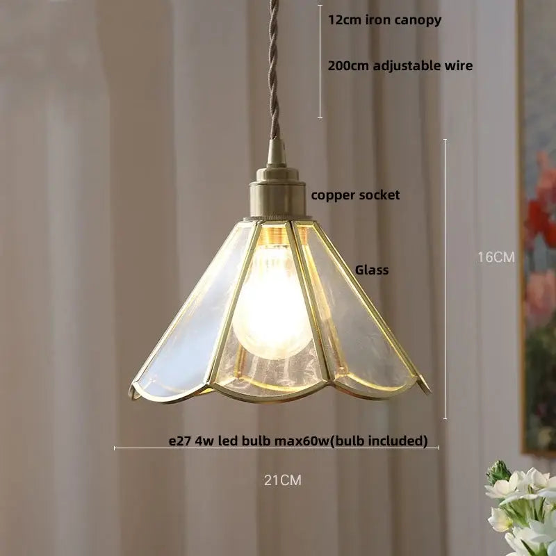 Vintage teal blue glass led pendant light kitchen brass hanging lamp