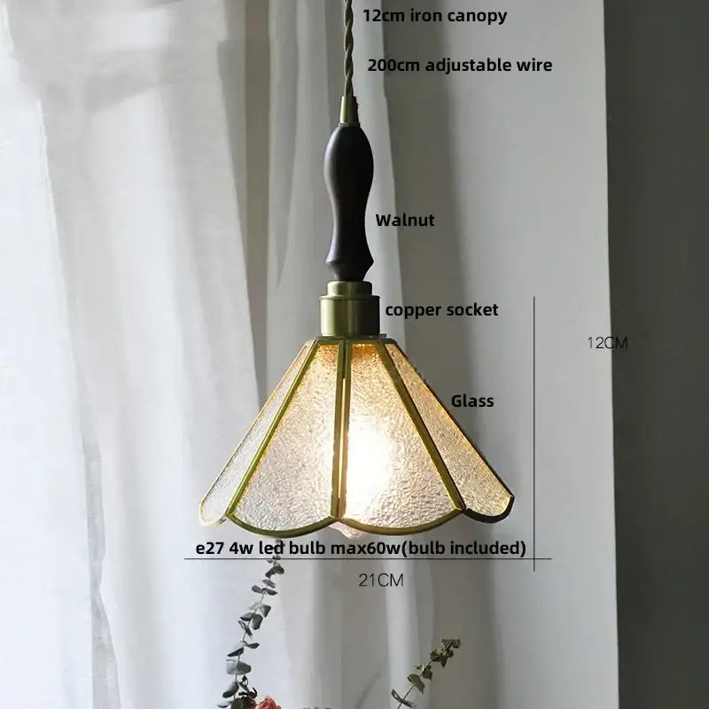 Vintage teal blue glass led pendant light kitchen brass hanging lamp