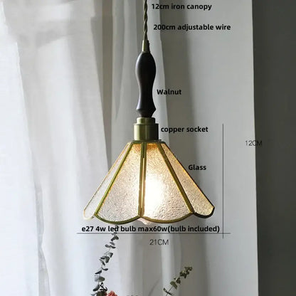 Vintage teal blue glass led pendant light kitchen brass hanging lamp