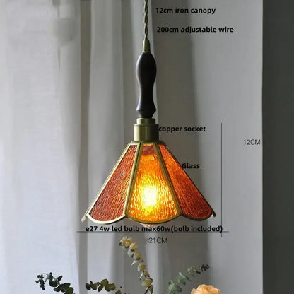 Vintage teal blue glass led pendant light kitchen brass hanging lamp