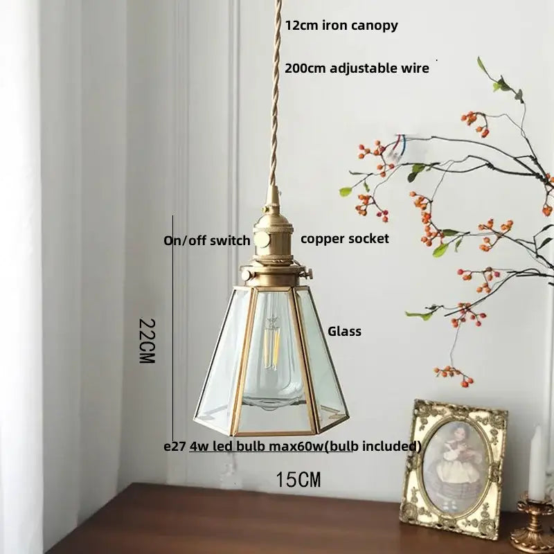 Vintage teal blue glass led pendant light kitchen hanging lamp