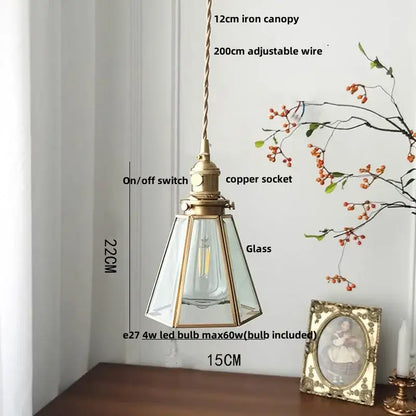 Vintage teal blue glass led pendant light kitchen hanging lamp