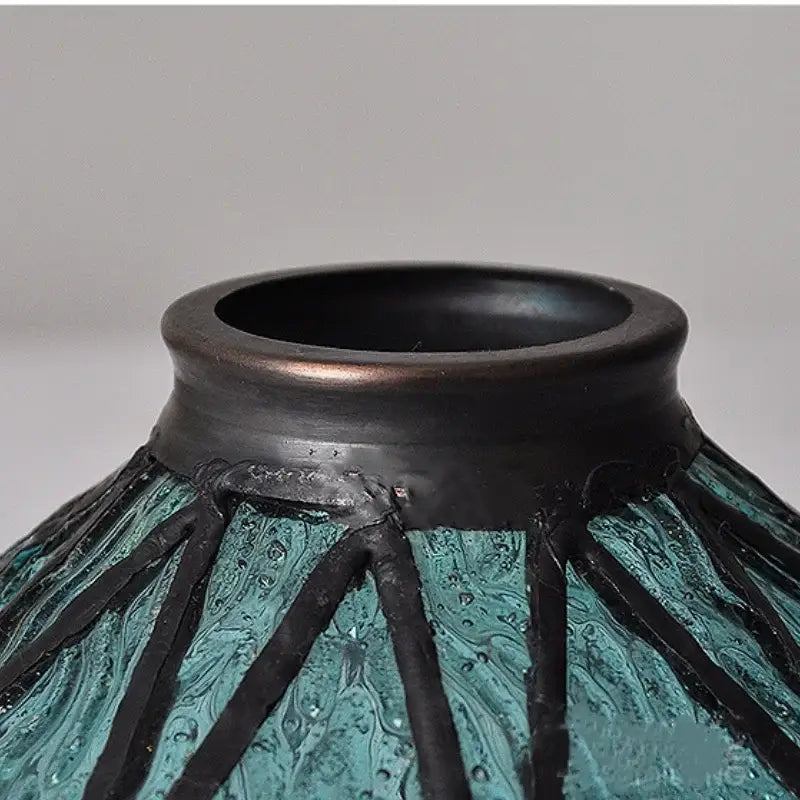 Vintage teal blue glass led pendant light kitchen hanging lamp
