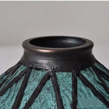 Vintage teal blue glass led pendant light kitchen hanging lamp