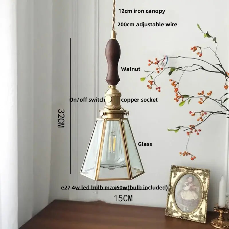 Vintage teal blue glass led pendant light kitchen hanging lamp