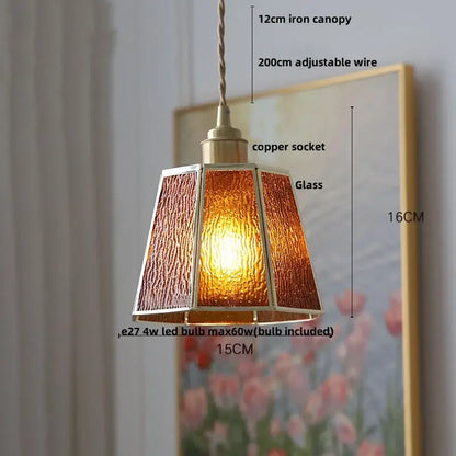 Vintage teal blue glass led pendant light kitchen hanging lamp