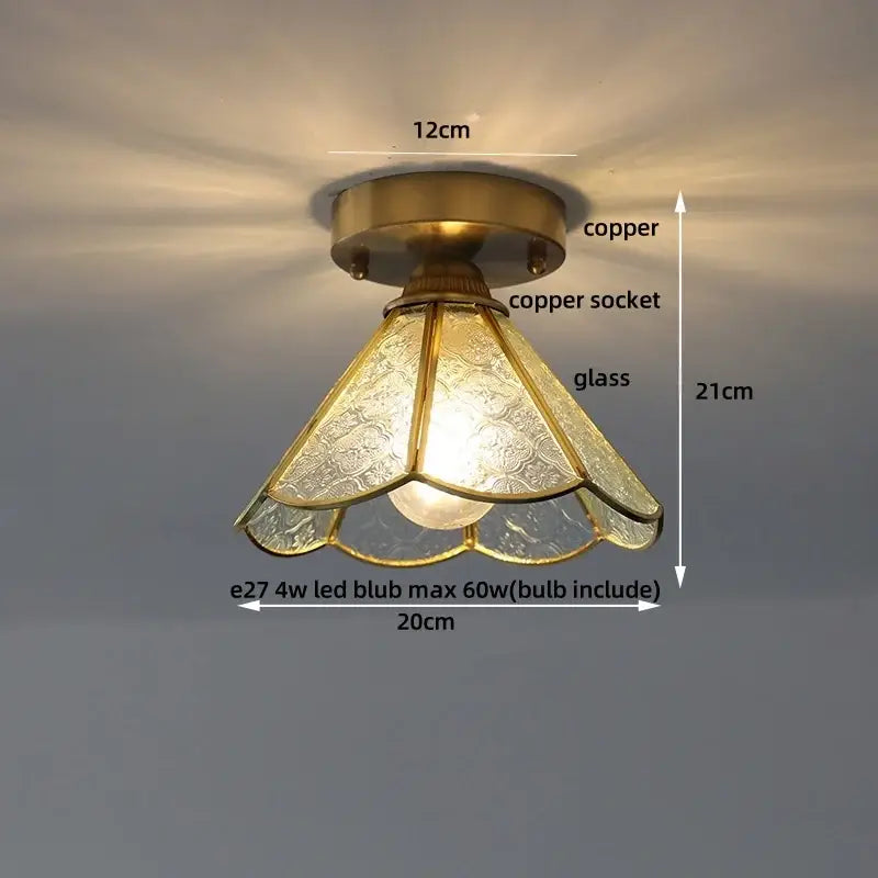 Vintage tiffany stained glass led ceiling lamp bedroom brass fixture