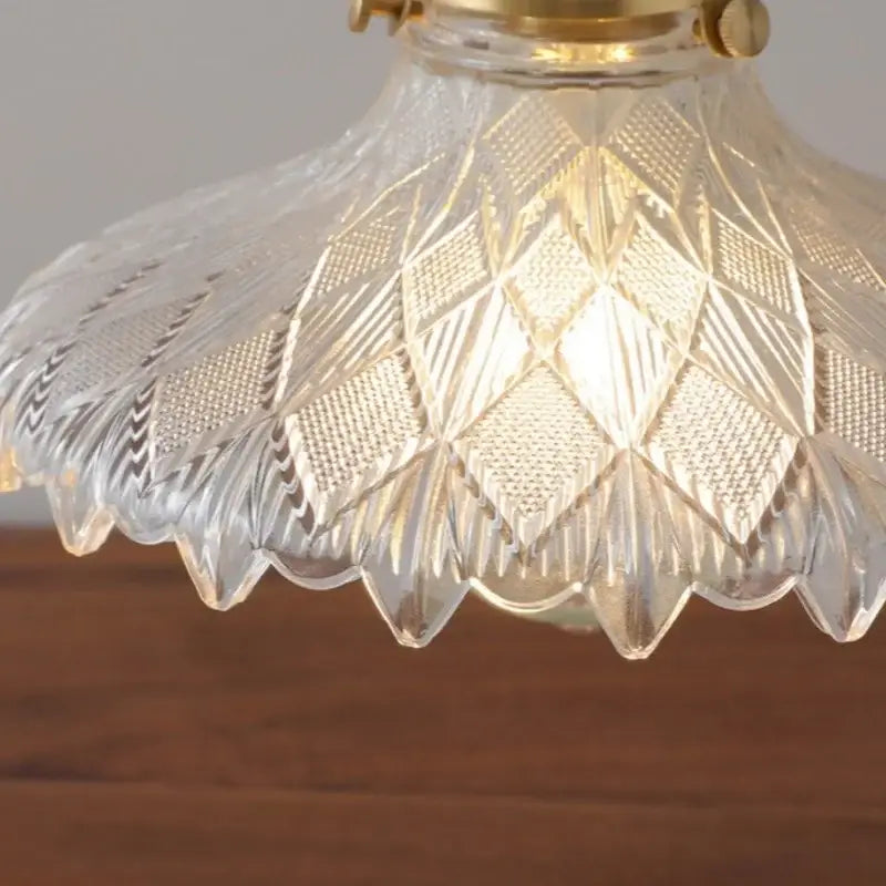Vintage walnut and brass glass led pendant lamp dining room