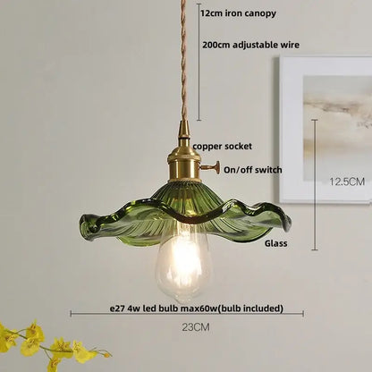 Vintage walnut and brass glass led pendant lamp dining room