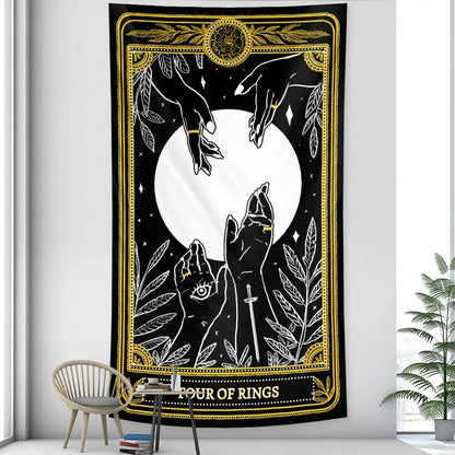 Vintage wheel of fortune tarot witchcraft tapestry bedroom wall decor